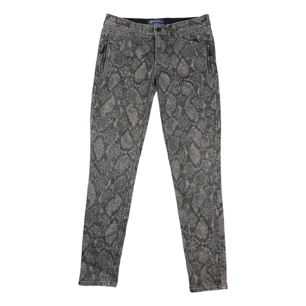 Democracy Womens 8 Ab Solution Side Zip Snake Print Jeggings Gray Skinny Stretch